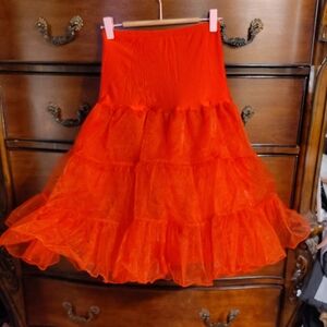 Tomato Red Two Tier Rockabilly Petticoat Sz Small